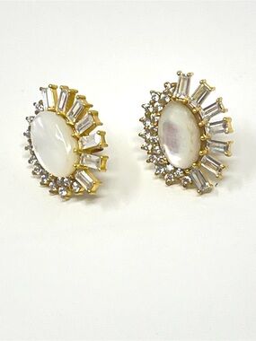 New Anthropologie Crystal White Stone Post Earrings